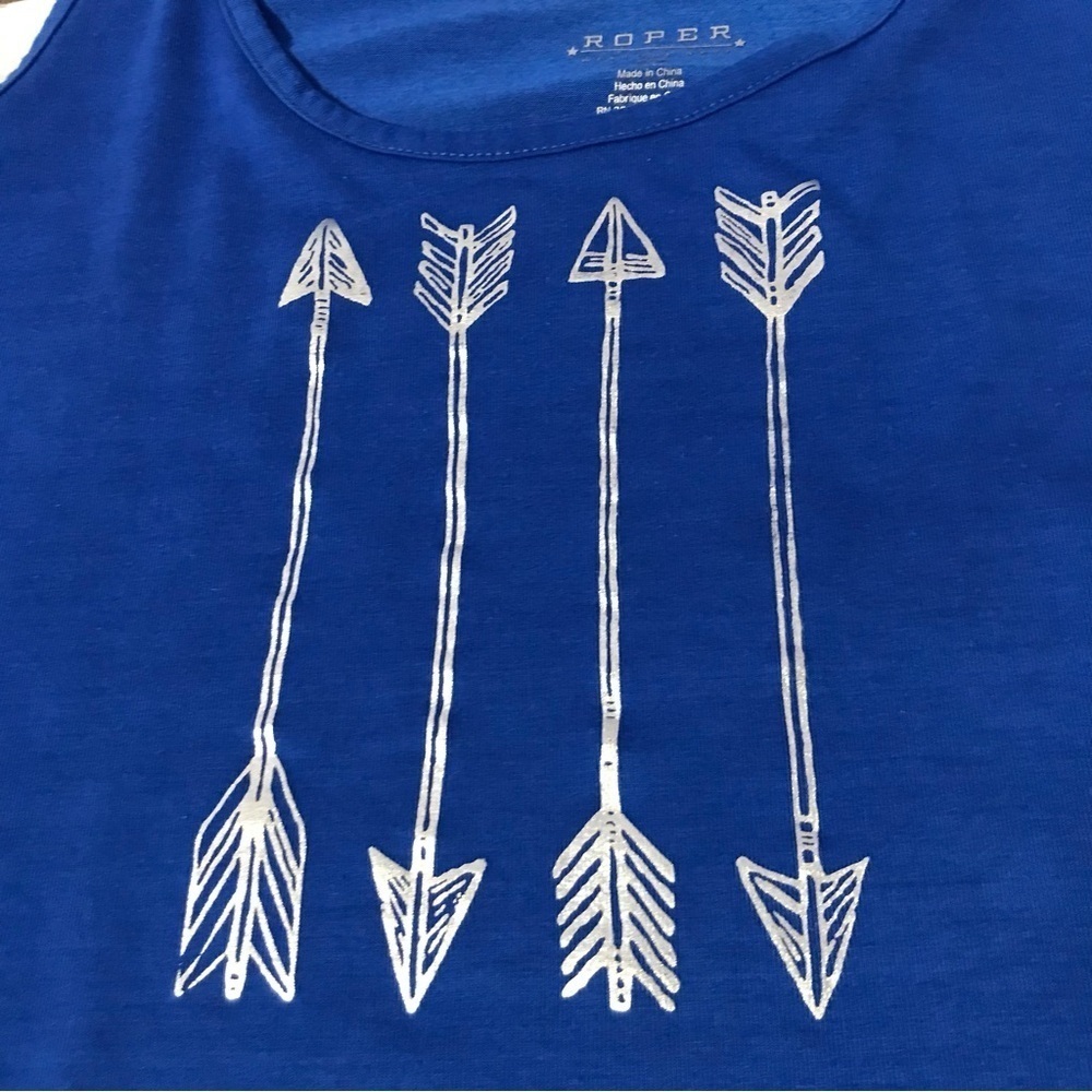 Roper Blue Arrow Screen print Tank Top Size medium - Picture 5 of 11